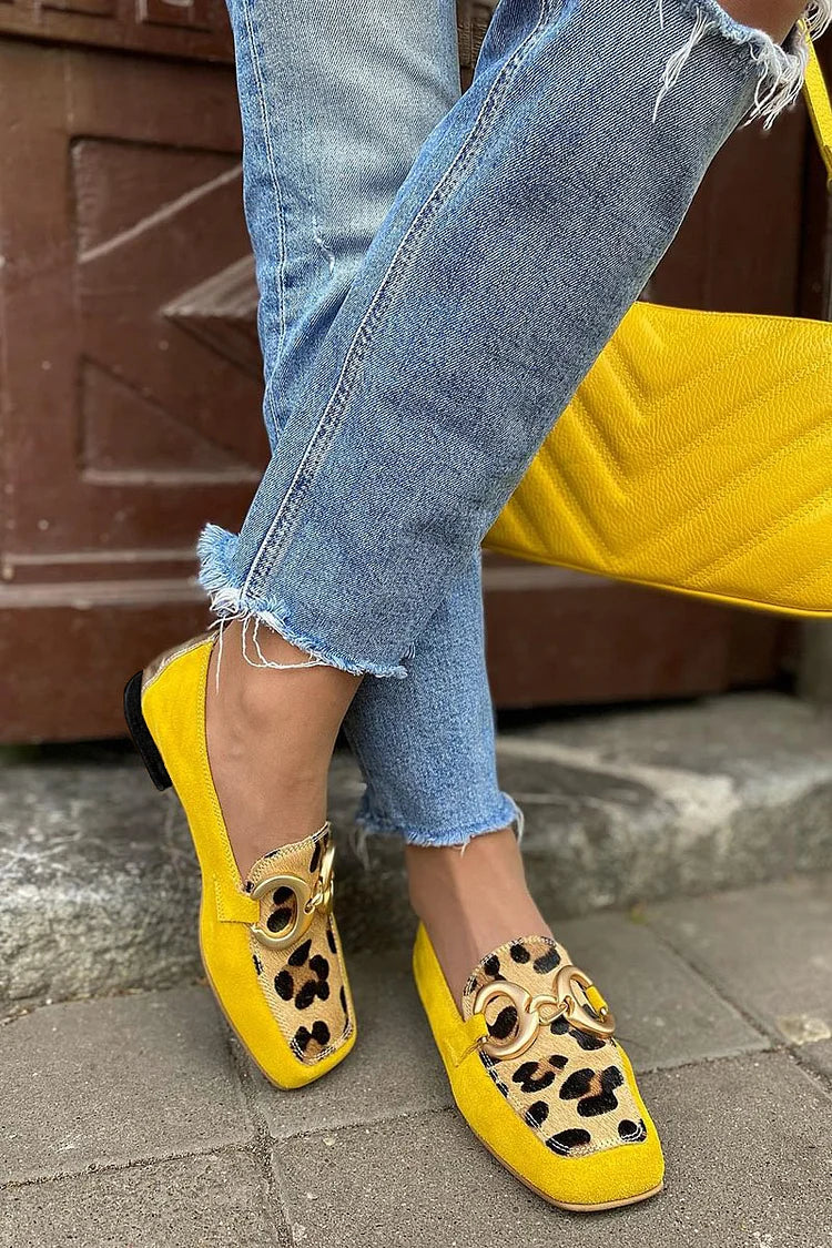 Gelbe Loafer mit Tierdruck-Detail