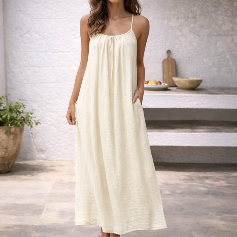 Lange Kleid mit verstellbaren Spaghetti-Trägern und Rückenausschnitt für Damen