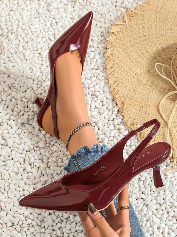 AMIRA™ - Damen PU-Leder Slingback-Absätze Einfache einfarbige spitze Pumps