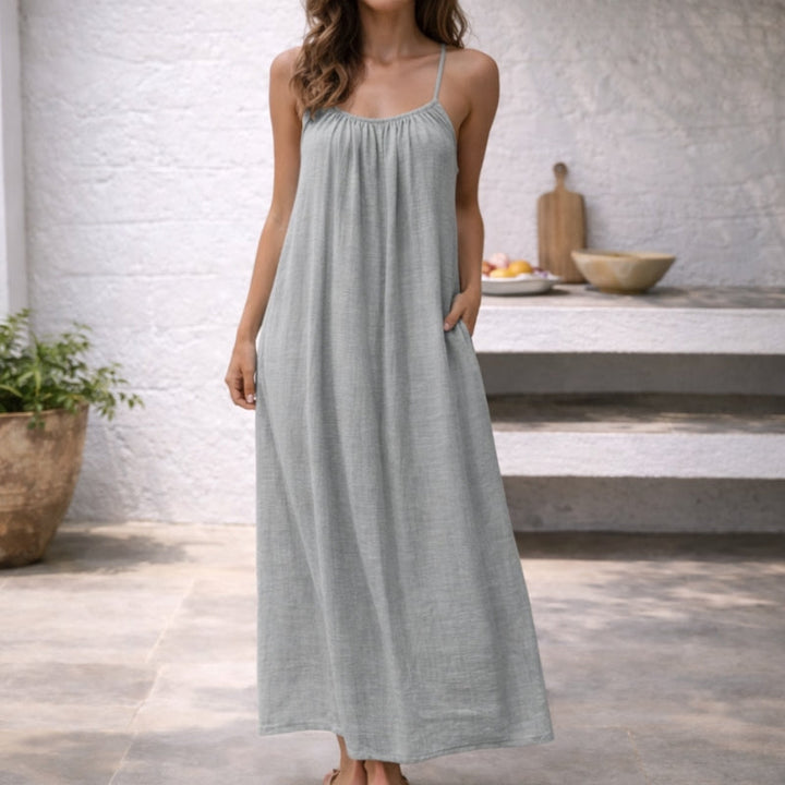 Lange Kleid mit verstellbaren Spaghetti-Trägern und Rückenausschnitt für Damen