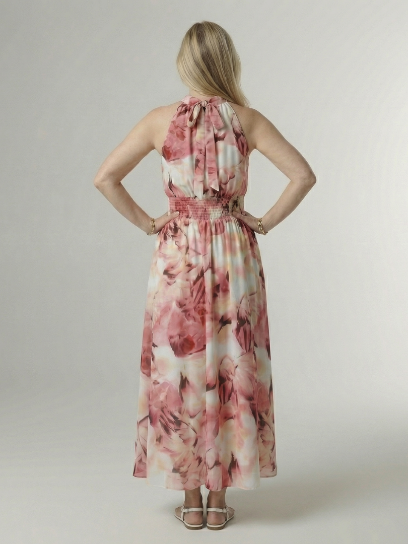 Sylin | Gerafftes Halter-Midi-Kleid