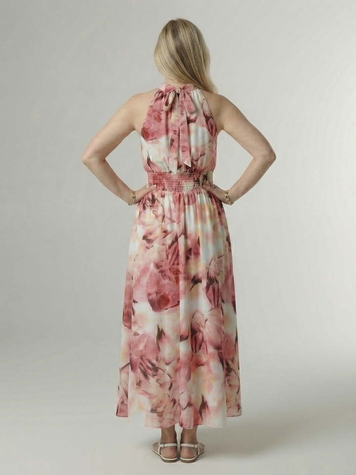 Sylin | Gerafftes Halter-Midi-Kleid