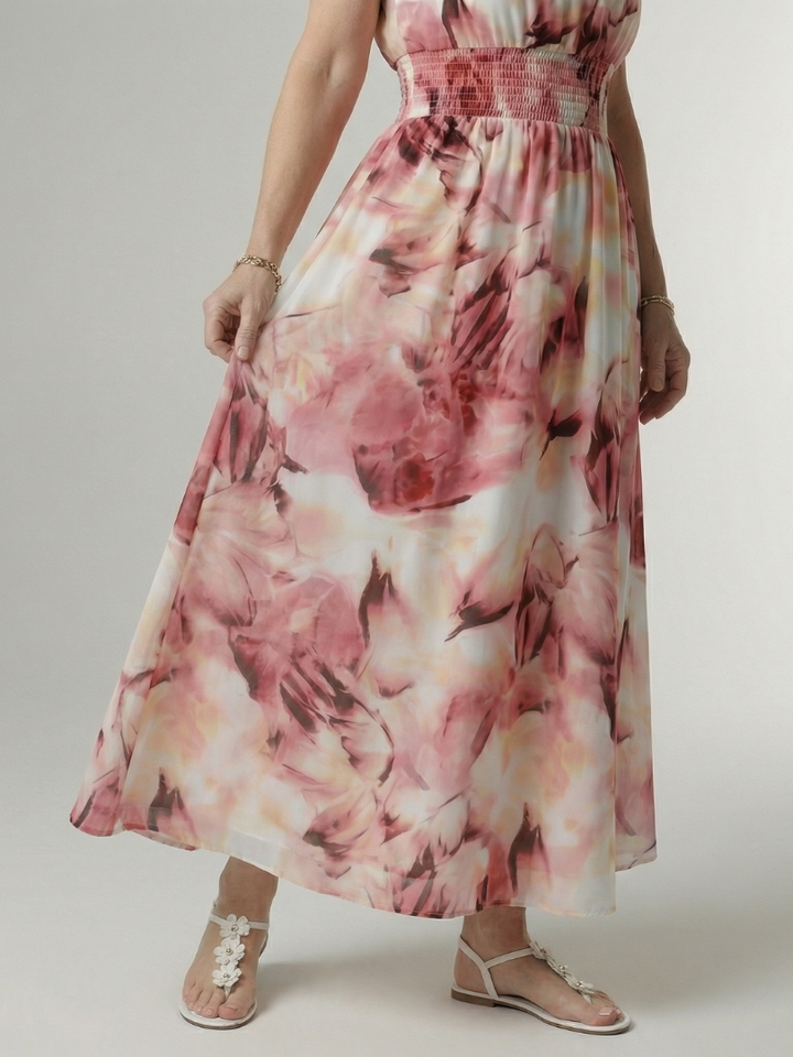 Sylin | Gerafftes Halter-Midi-Kleid