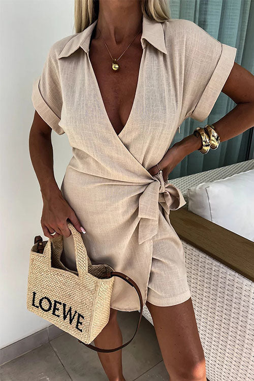 Saskia | Lässiger Leinen-Jumpsuit mit Revers