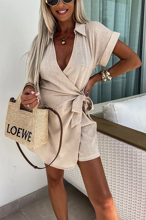 Saskia | Lässiger Leinen-Jumpsuit mit Revers