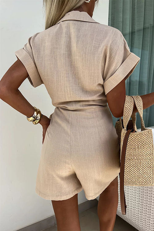 Saskia | Lässiger Leinen-Jumpsuit mit Revers