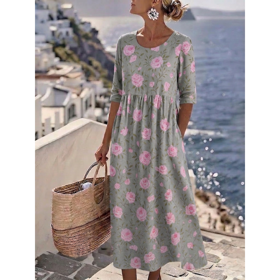 Sophia™ - Elegantes Blumenkleid für den Sommer in Midi-Länge