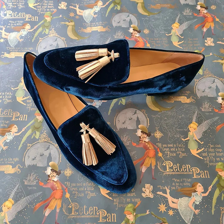 Mitternachts Eleganz Loafers mit Champagner Quasten