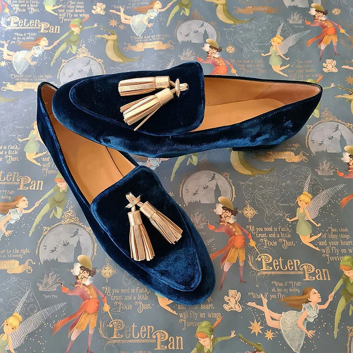 Mitternachts Eleganz Loafers mit Champagner Quasten