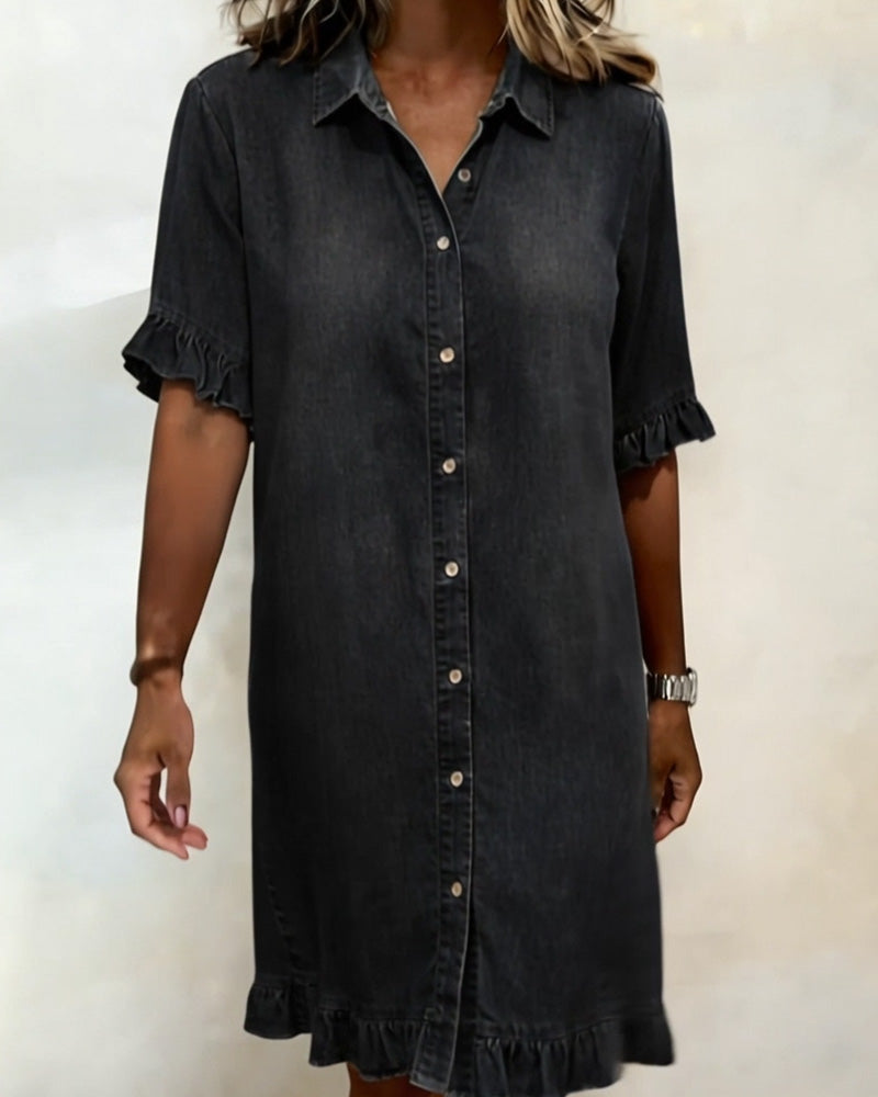 Belinda| Bequemes Denim-Kleid mit schmeichelnder Raffung