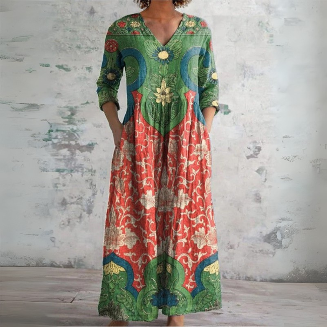 Sophia | Vintage Blumen Maxikleid