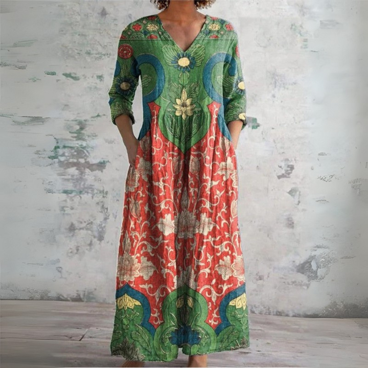 Sophia | Vintage Blumen Maxikleid