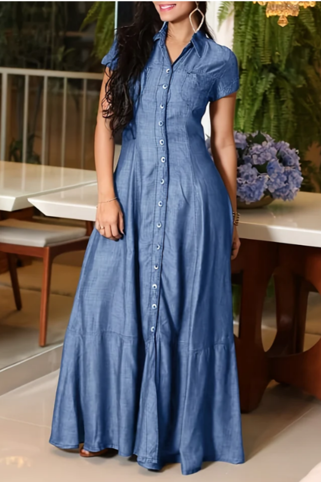 Eliza | Langes Denim-Kleid