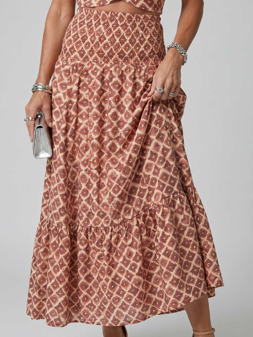 Amira | Geometrisches Print Cutout Midi Kleid