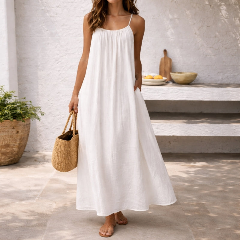 Lange Kleid mit verstellbaren Spaghetti-Trägern und Rückenausschnitt für Damen