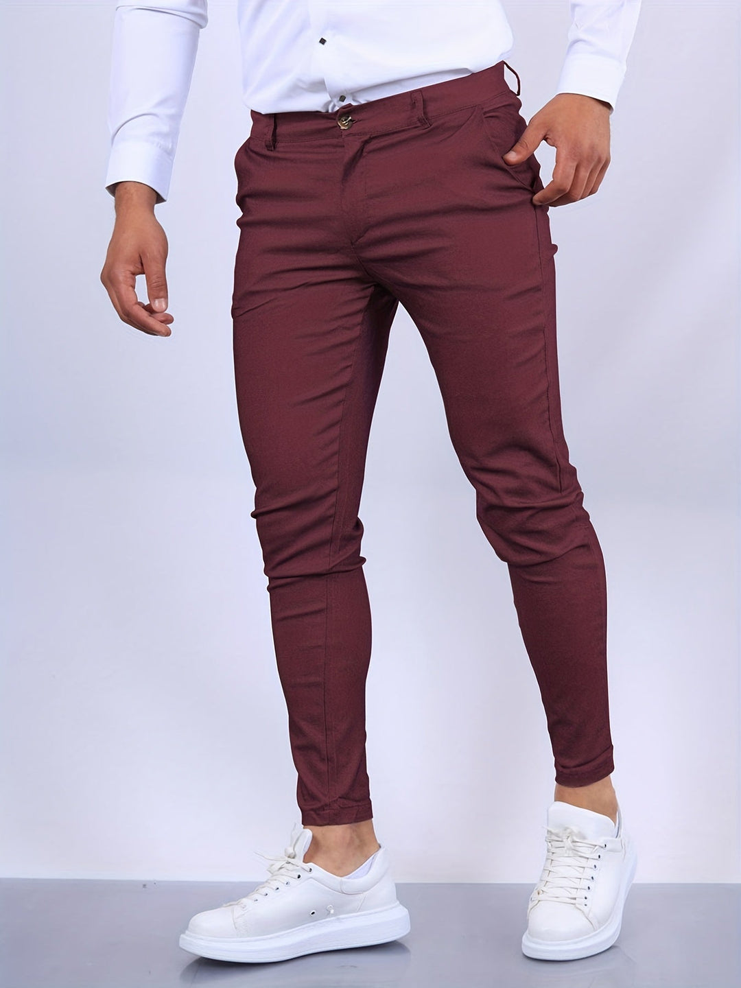 Penn | Herren Chinohose Slim Fit Businesshose Blau Stretch