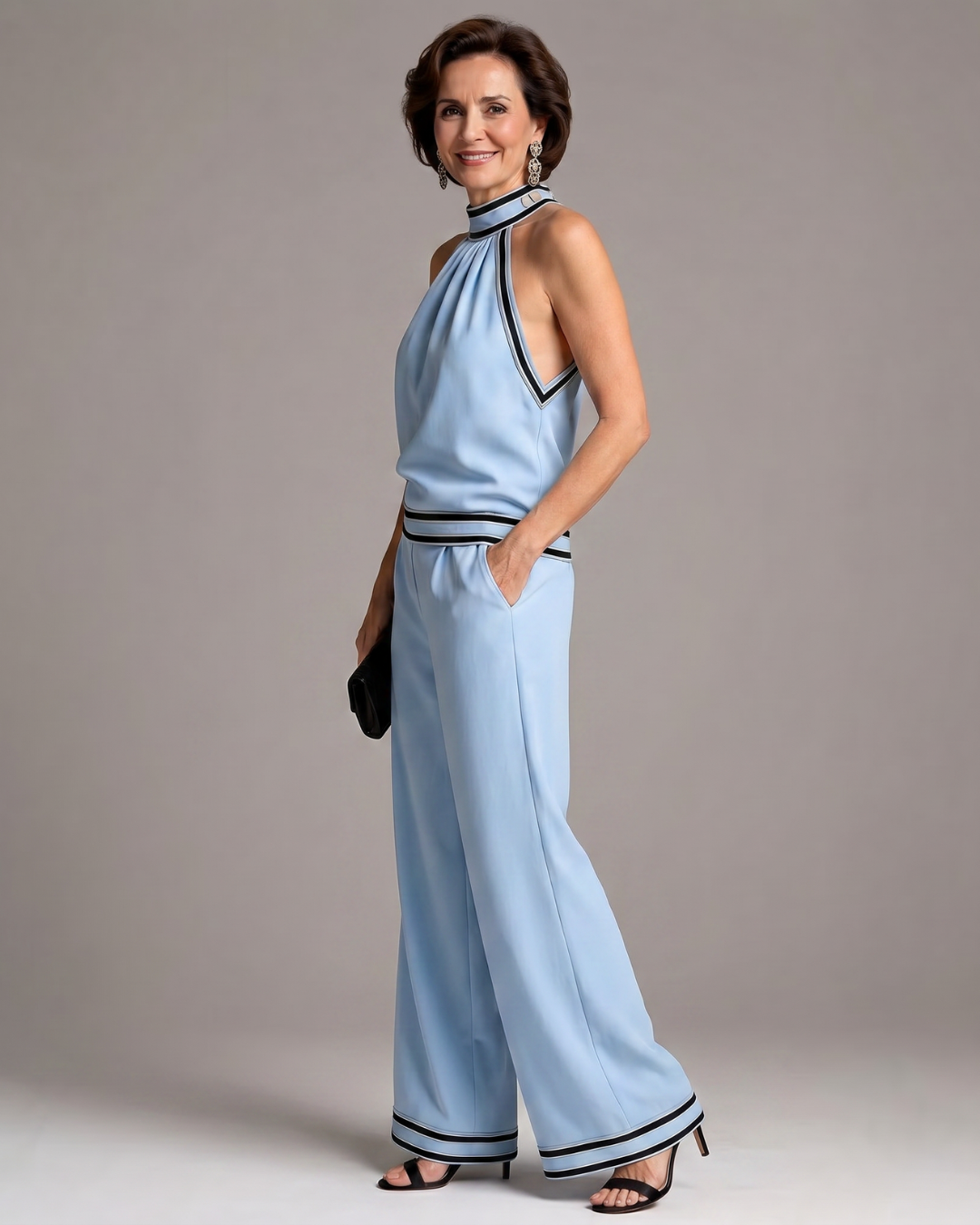 Zephyrine | Jumpsuit mit Kontrastbesatz und weitem Bein