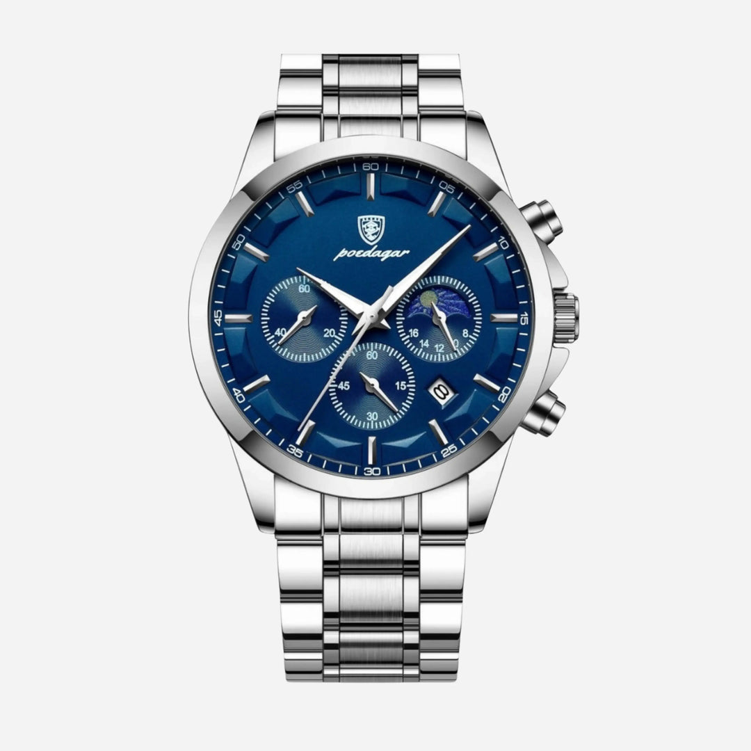 Luxus-Sportuhr für Herren mit Quarzwerk, Chronograph und Lederarmband