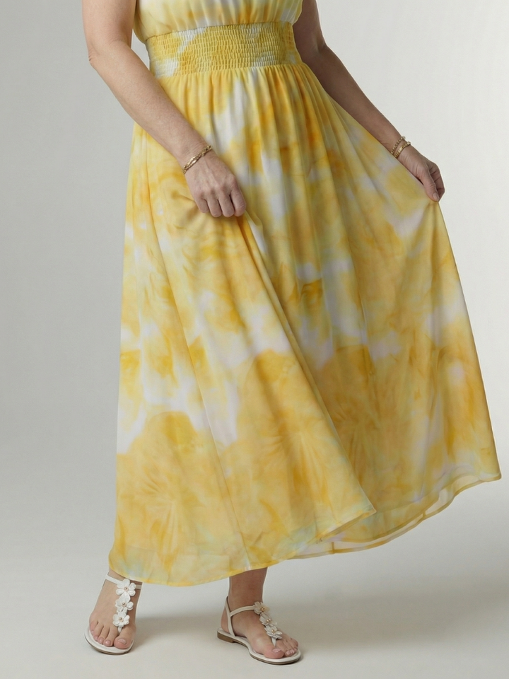 Sylin | Gerafftes Halter-Midi-Kleid