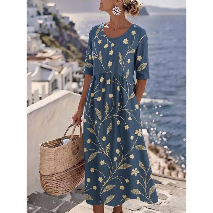 Sophia™ - Elegantes Blumenkleid für den Sommer in Midi-Länge