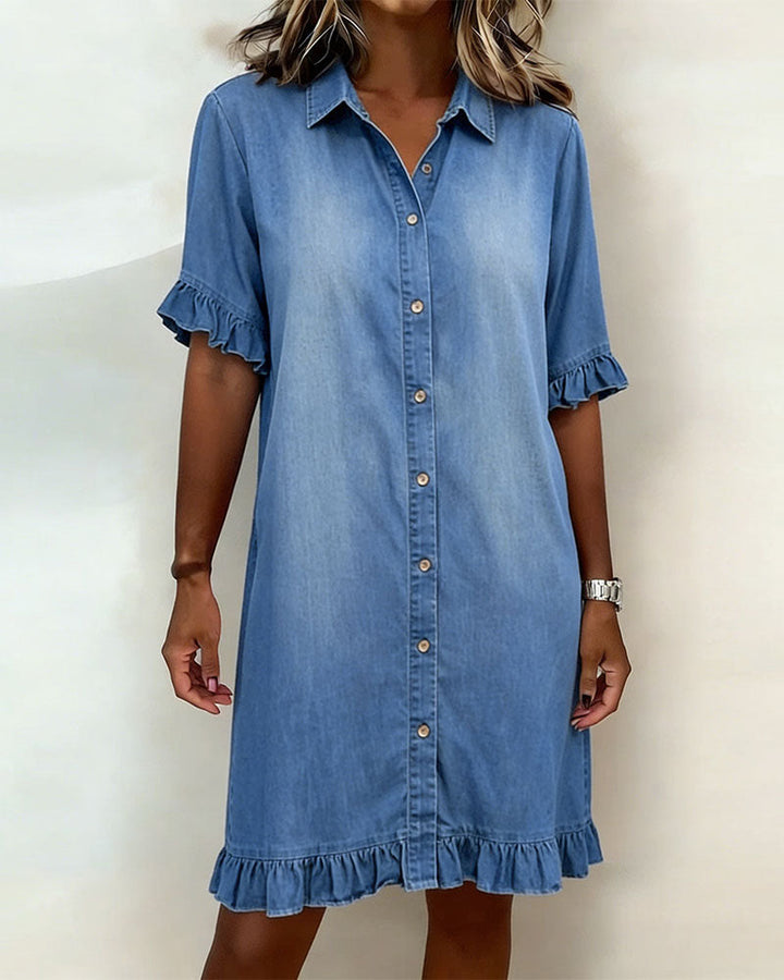 Belinda| Bequemes Denim-Kleid mit schmeichelnder Raffung