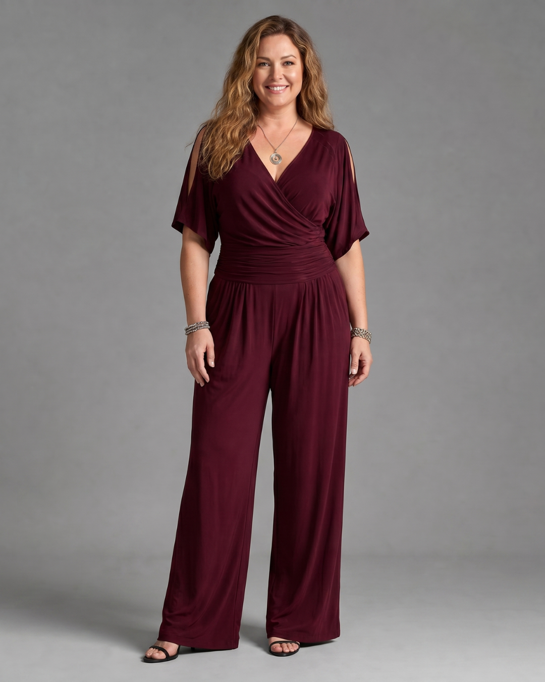 Nyxara | Kalt-Schulter Wickel Taille Entspanntes Jumpsuit