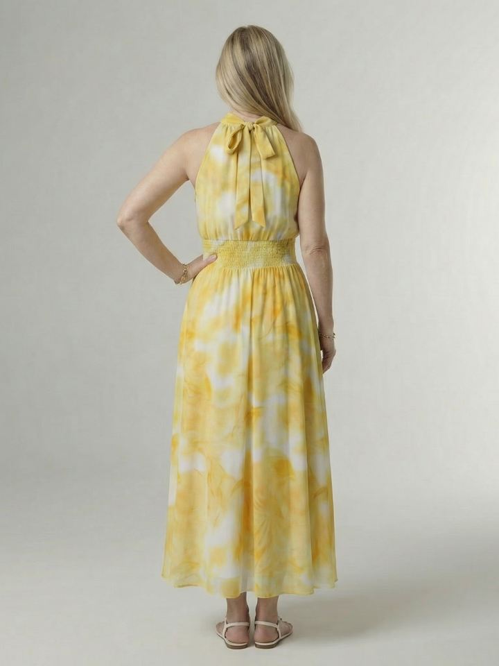 Sylin | Gerafftes Halter-Midi-Kleid