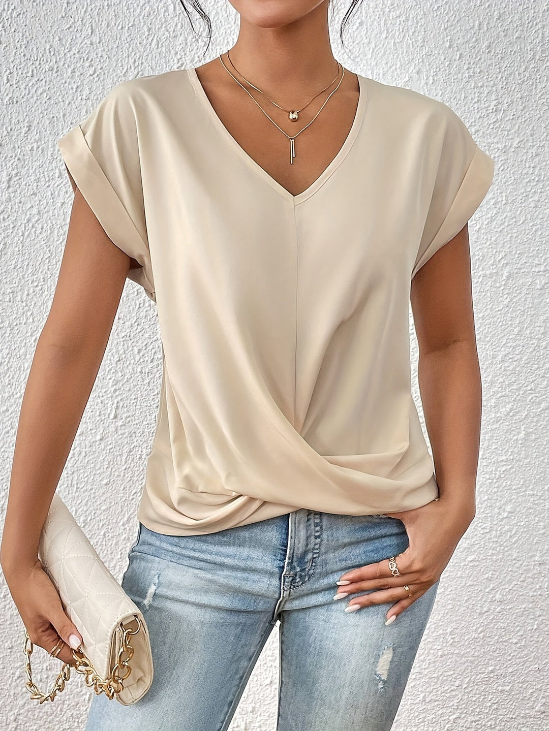 Cleo | Lässiges T-Shirt mit Sweetheart-Ausschnitt