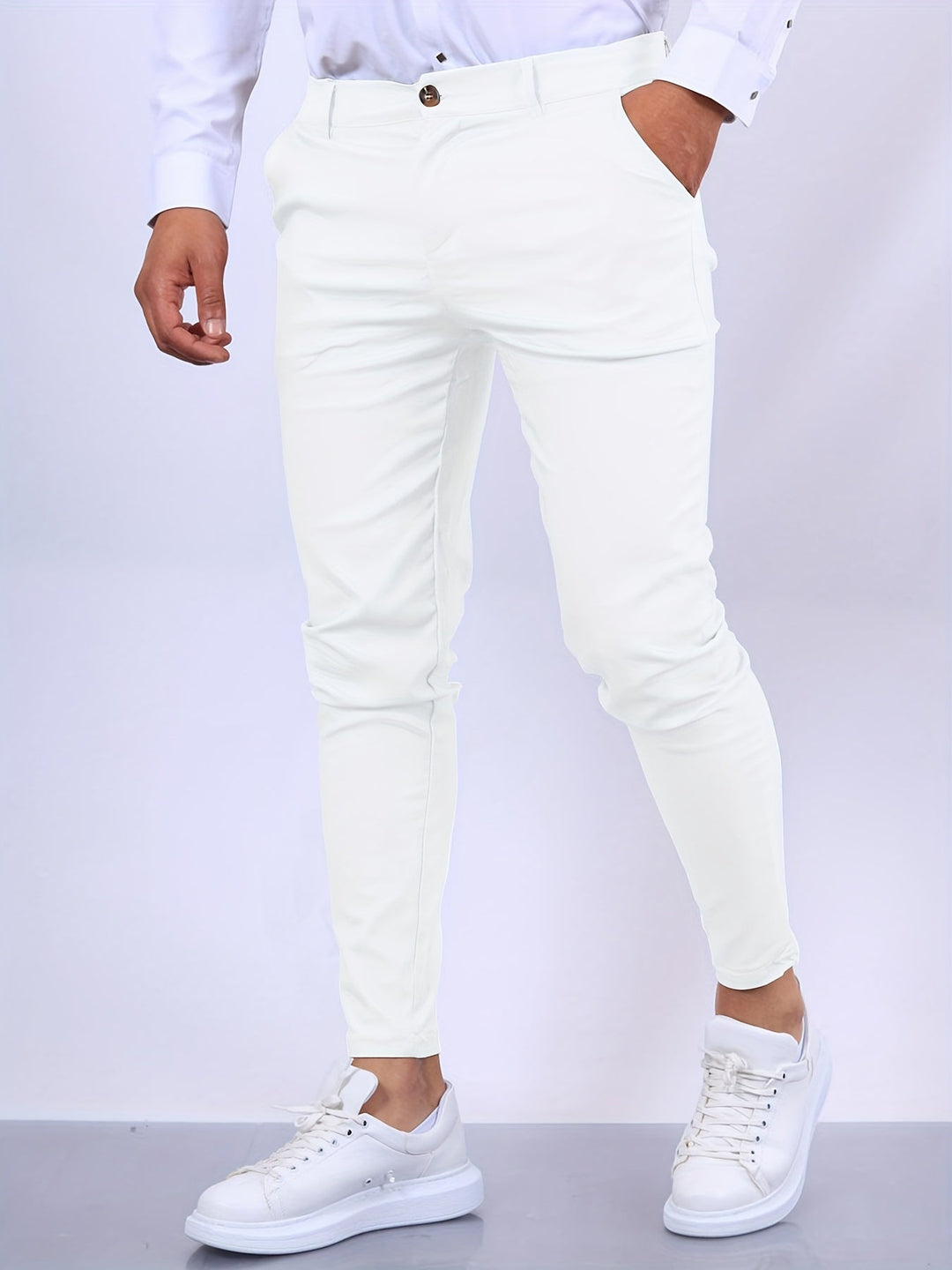 Penn | Herren Chinohose Slim Fit Businesshose Blau Stretch