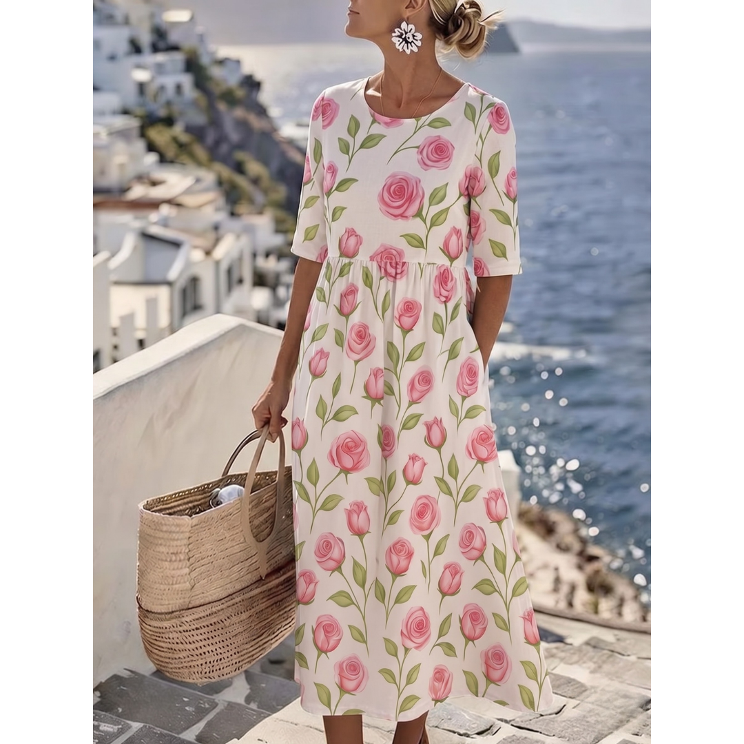 Sophia™ - Elegantes Blumenkleid für den Sommer in Midi-Länge