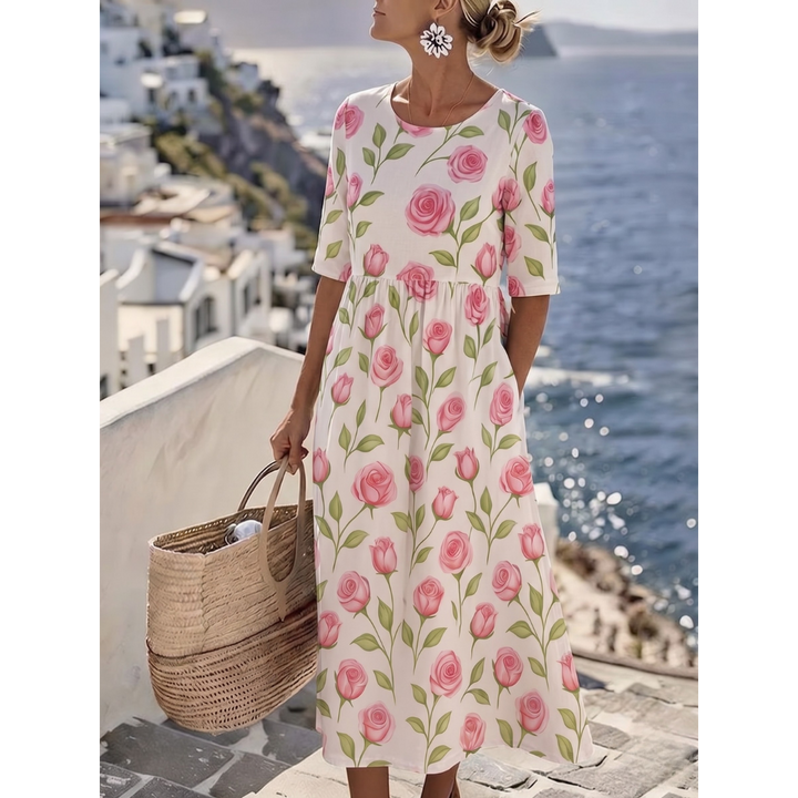 Sophia™ - Elegantes Blumenkleid für den Sommer in Midi-Länge