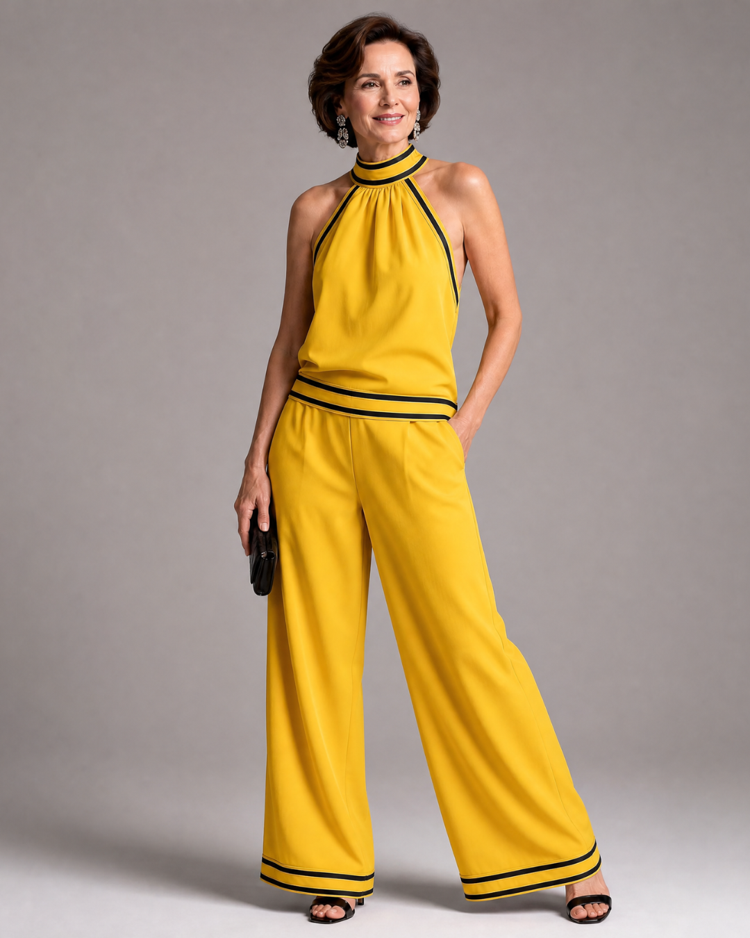 Zephyrine | Jumpsuit mit Kontrastbesatz und weitem Bein