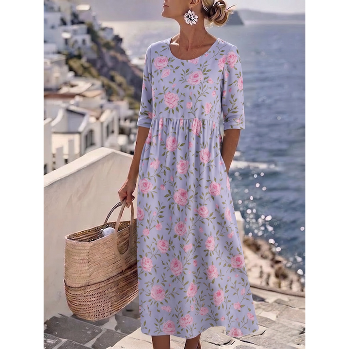 Sophia™ - Elegantes Blumenkleid für den Sommer in Midi-Länge