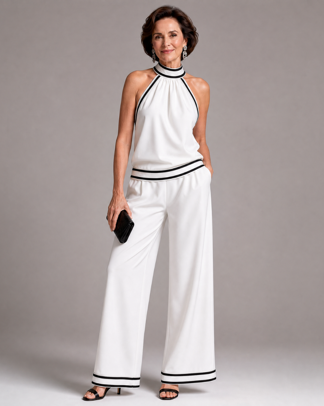 Zephyrine | Jumpsuit mit Kontrastbesatz und weitem Bein