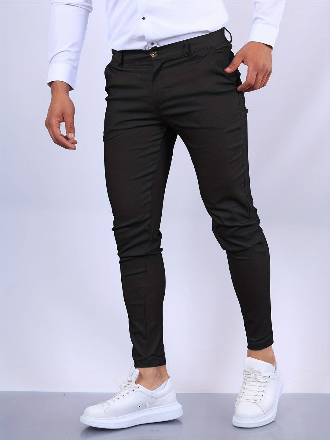 Penn | Herren Chinohose Slim Fit Businesshose Blau Stretch