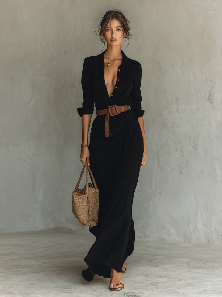 Zenobia | Maxikleid Reverskragen Langarm
