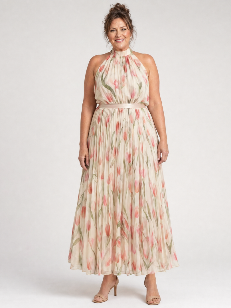Aurelle | Halterneck Blumenkleid Midi
