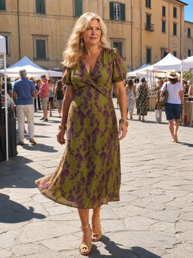 Virel | Entspanntes Blumen-Midi-Kleid