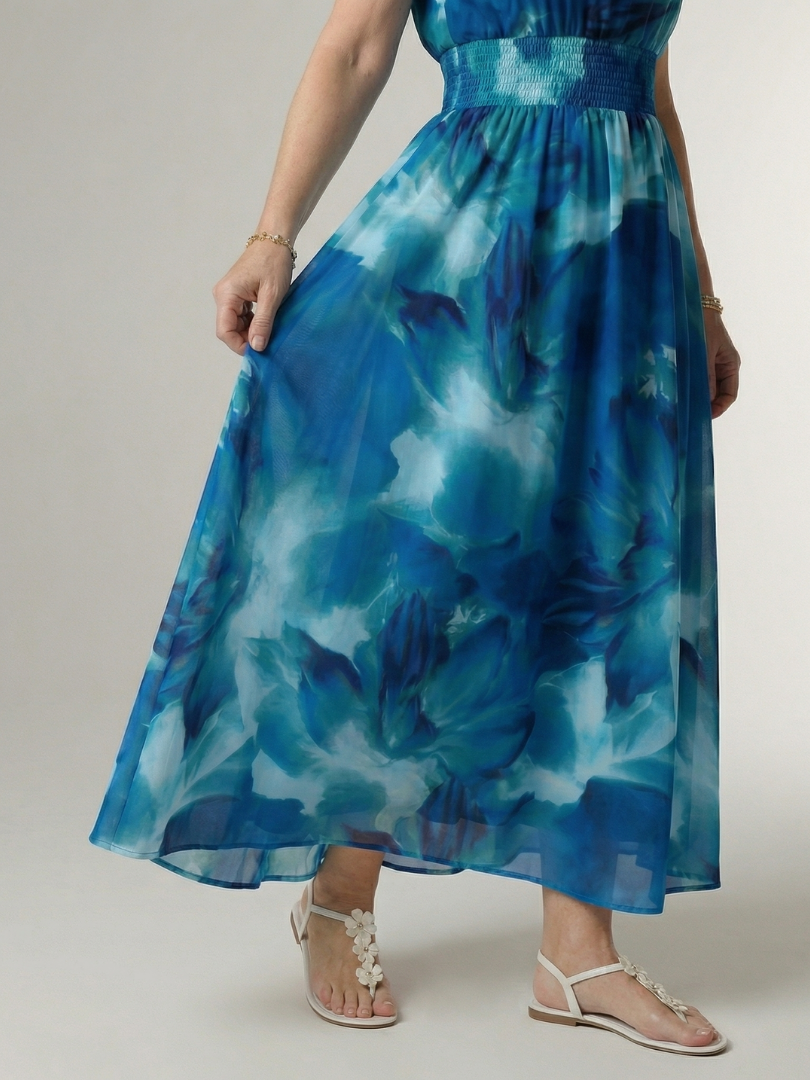 Sylin | Gerafftes Halter-Midi-Kleid