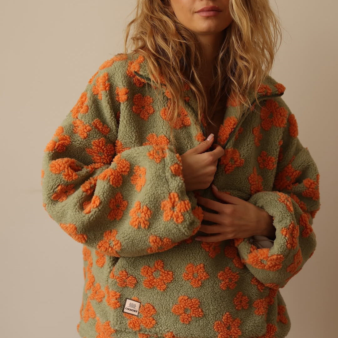 Rebekka | Warmer Fleece-Pullover mit Blumenprint