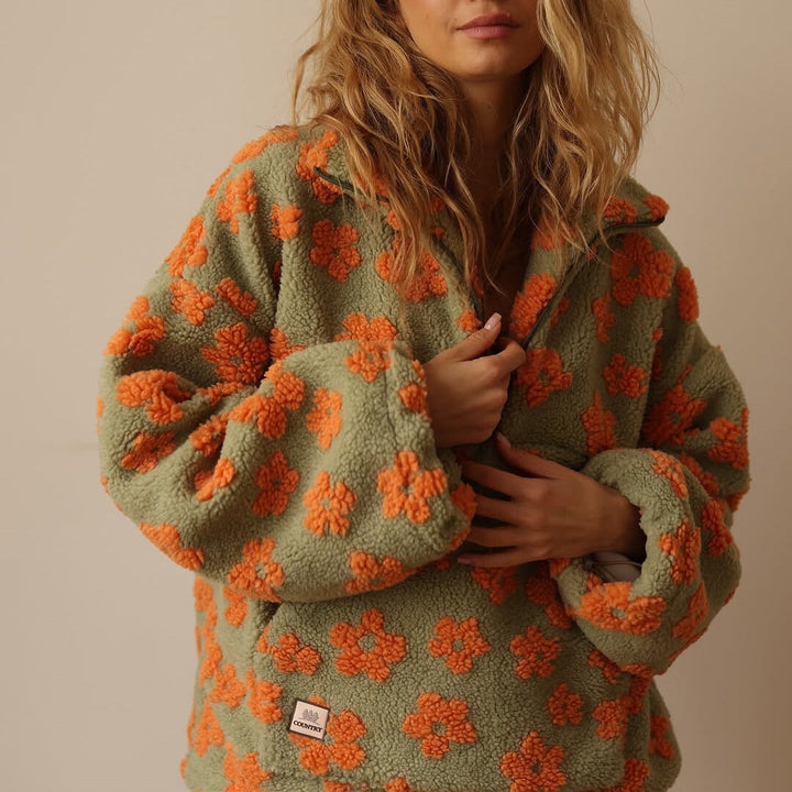 Rebekka | Warmer Fleece-Pullover mit Blumenprint