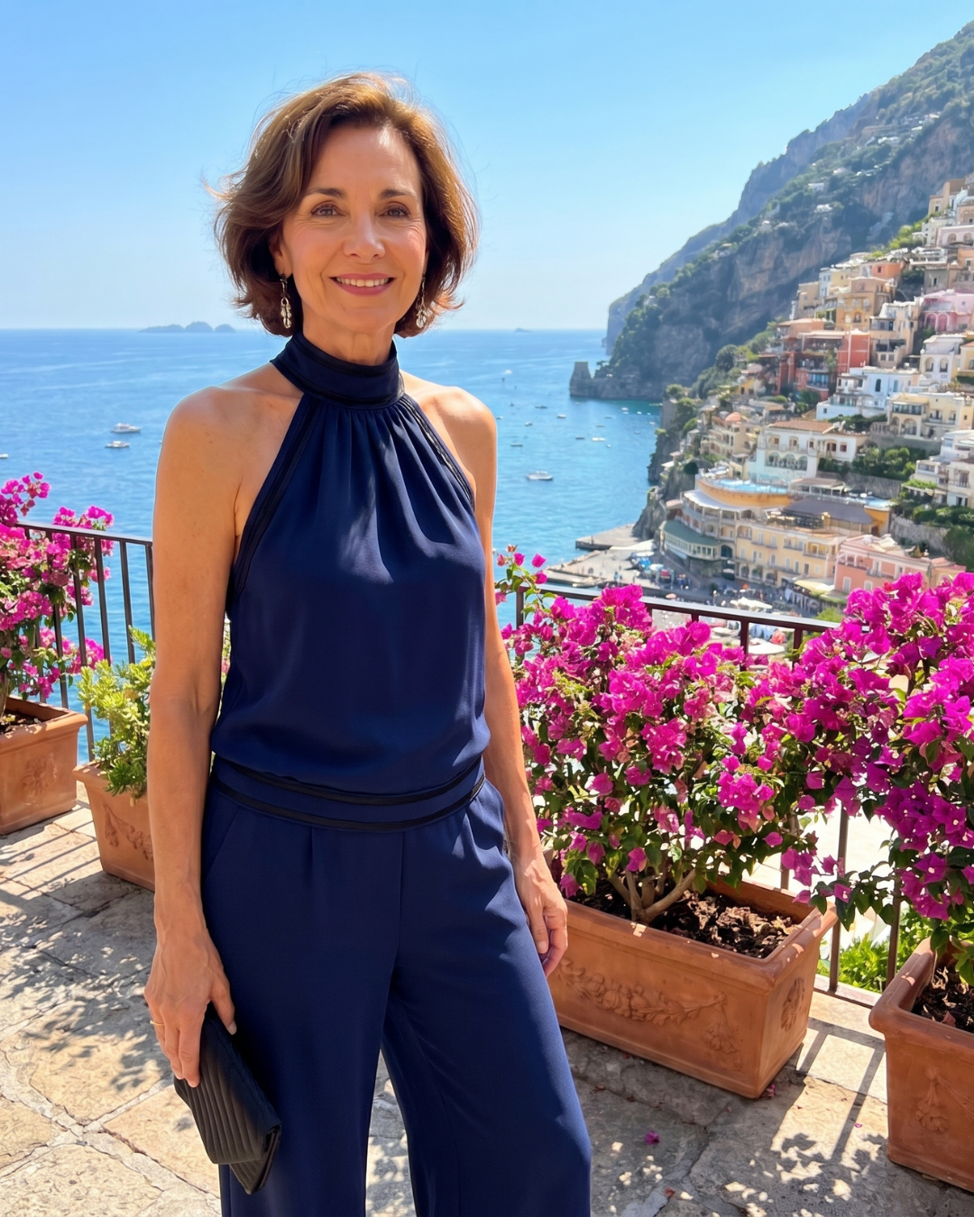Zephyrine | Jumpsuit mit Kontrastbesatz und weitem Bein