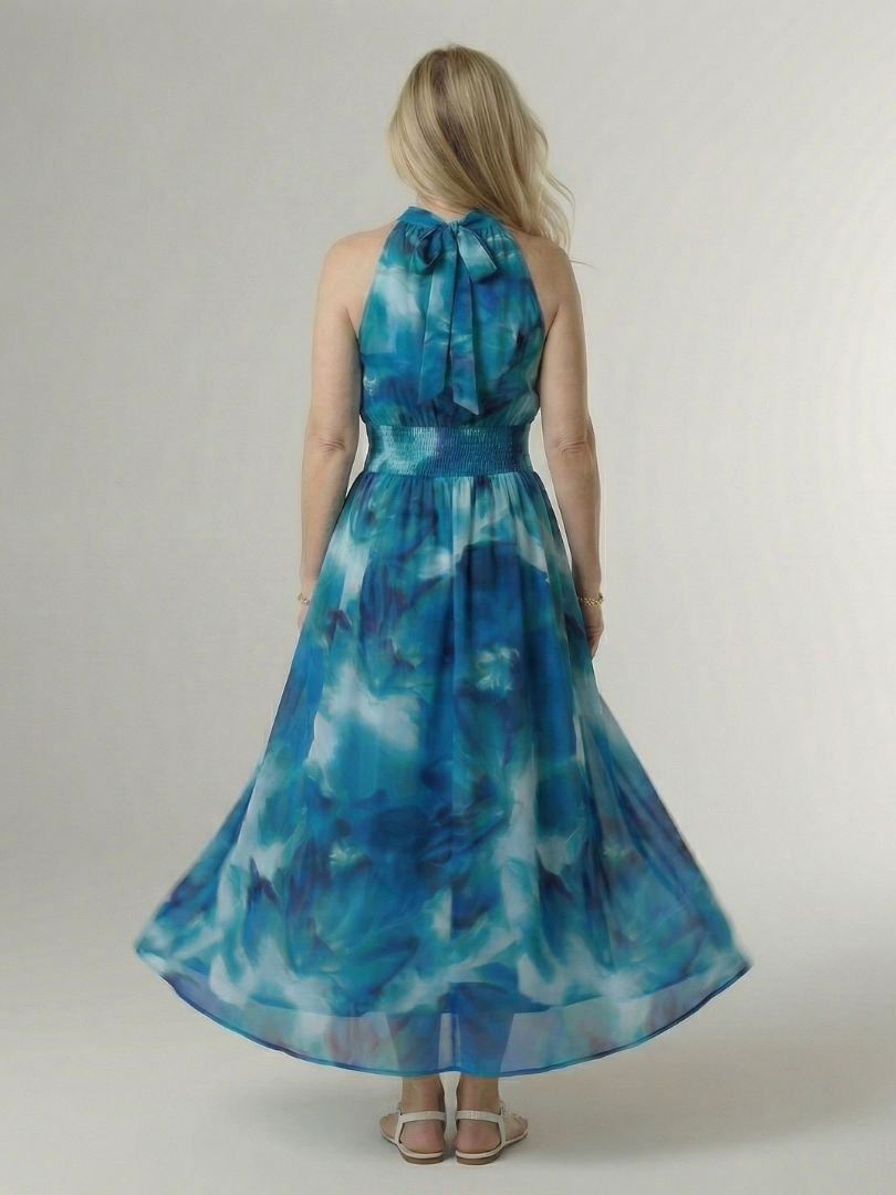 Sylin | Gerafftes Halter-Midi-Kleid