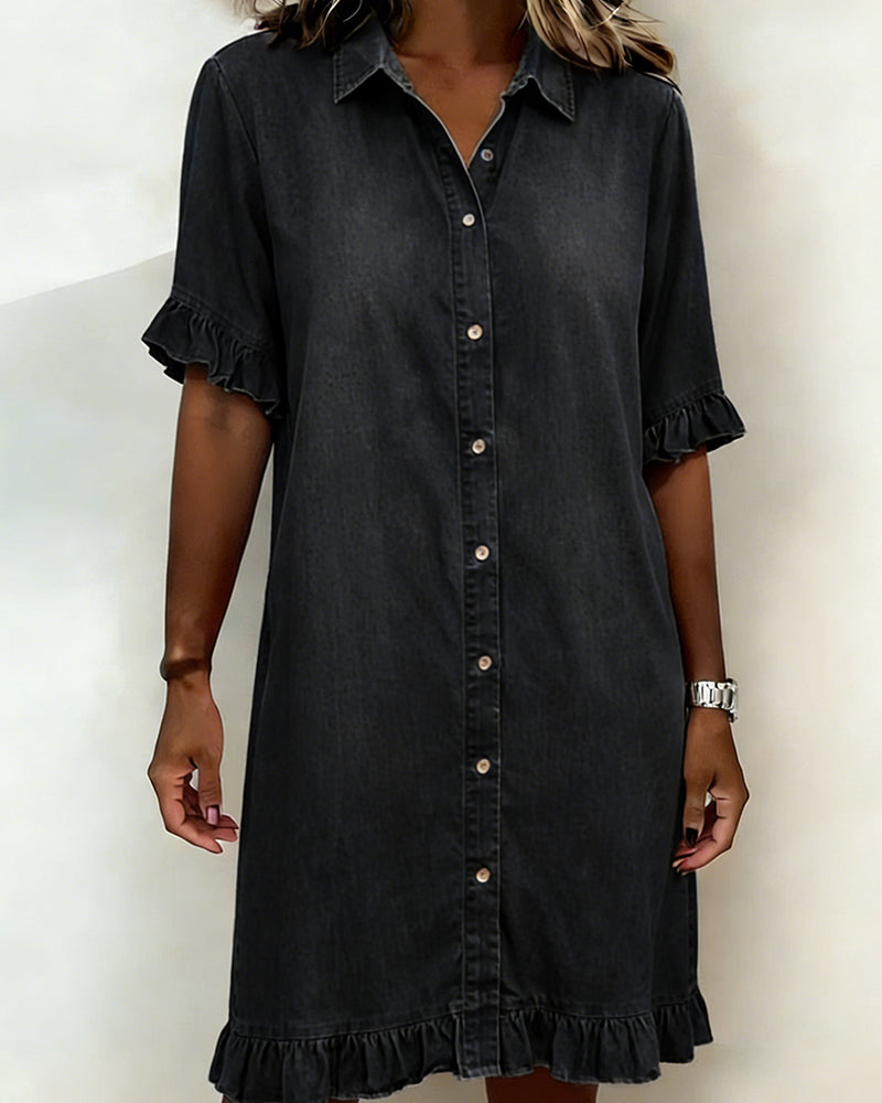 Belinda| Bequemes Denim-Kleid mit schmeichelnder Raffung