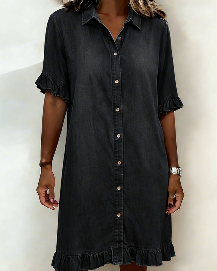 Belinda| Bequemes Denim-Kleid mit schmeichelnder Raffung