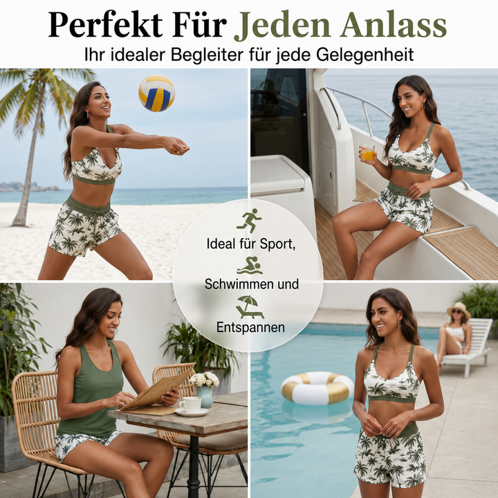 Abdeckung Und Bikini Crisscross Ärmelloses Oberteil + Kordelzug Bedruckte Hose Für