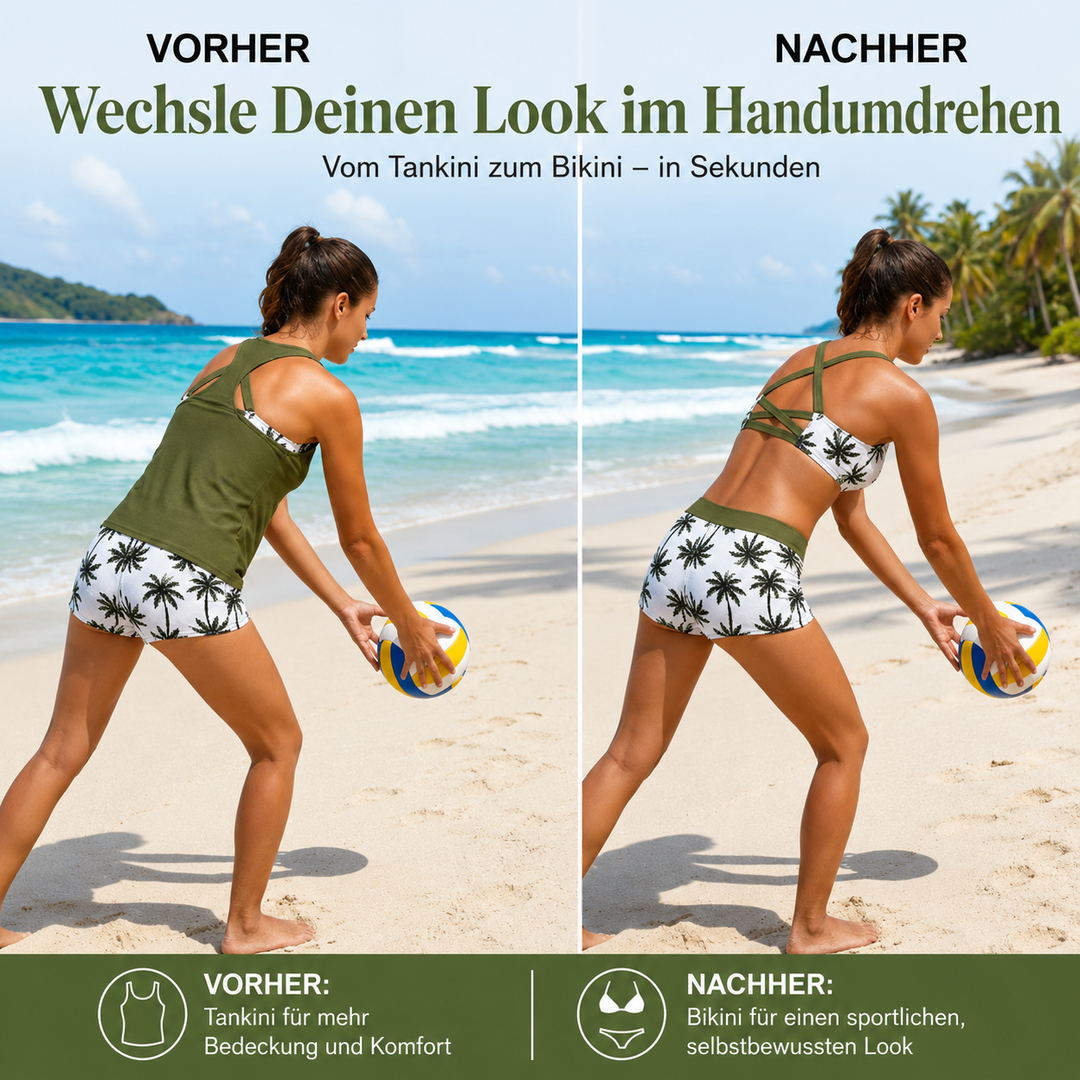 Abdeckung Und Bikini Crisscross Ärmelloses Oberteil + Kordelzug Bedruckte Hose Für