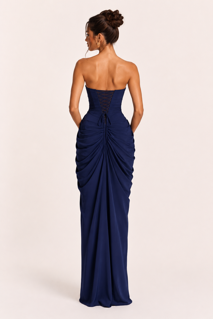 Damen langes Kleid elegantes Event Kleid slim fit Seitenschlitz - Ottilie