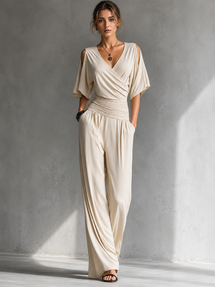 Alia | Elegante Kombination mit Wickeloberteil und weitem Bein