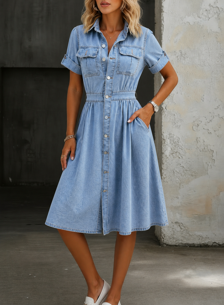 Deborah | Kurzärmliges Denim-Kleid